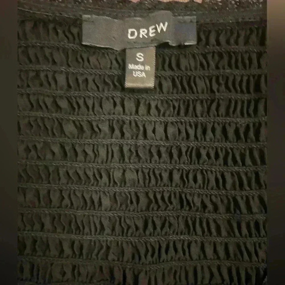 DREW Black Puff Sleeve Scrunch V-Neck Size Small - Picture 8 of 8